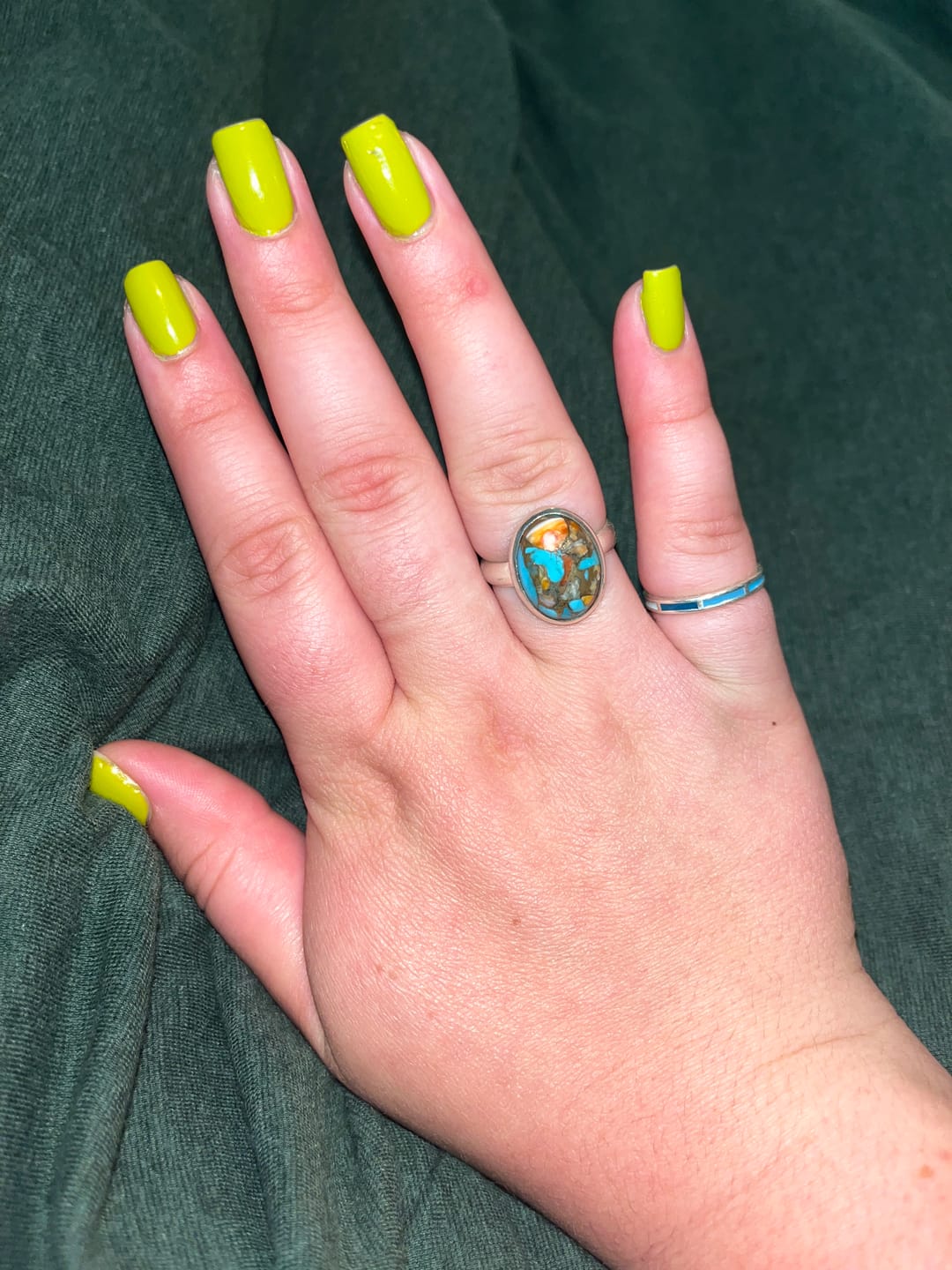 Customer photo review of Oyster Copper Turquoise Ring Sterling Silver