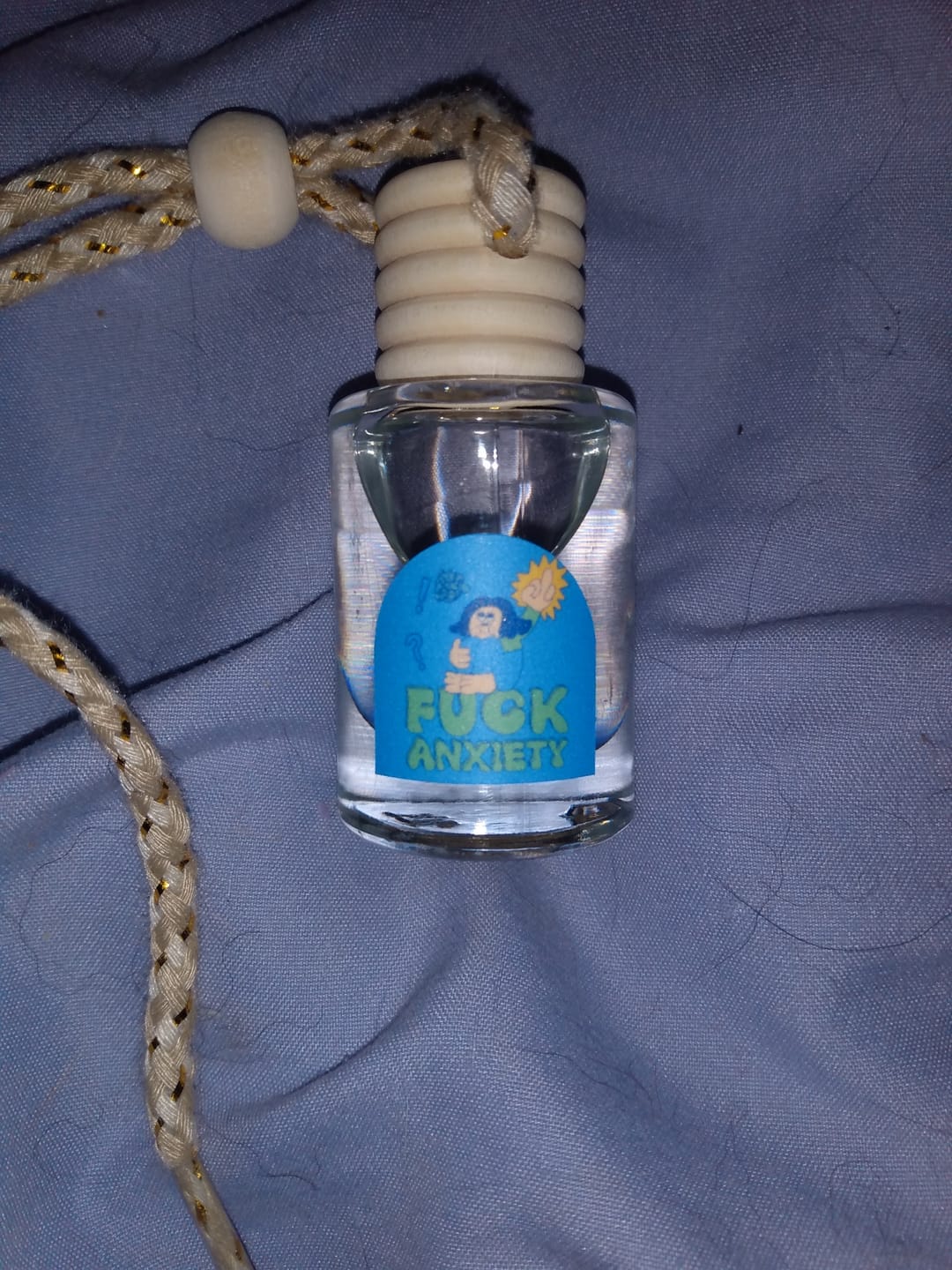 Customer photo review of Fuck Anxiety Car Freshie