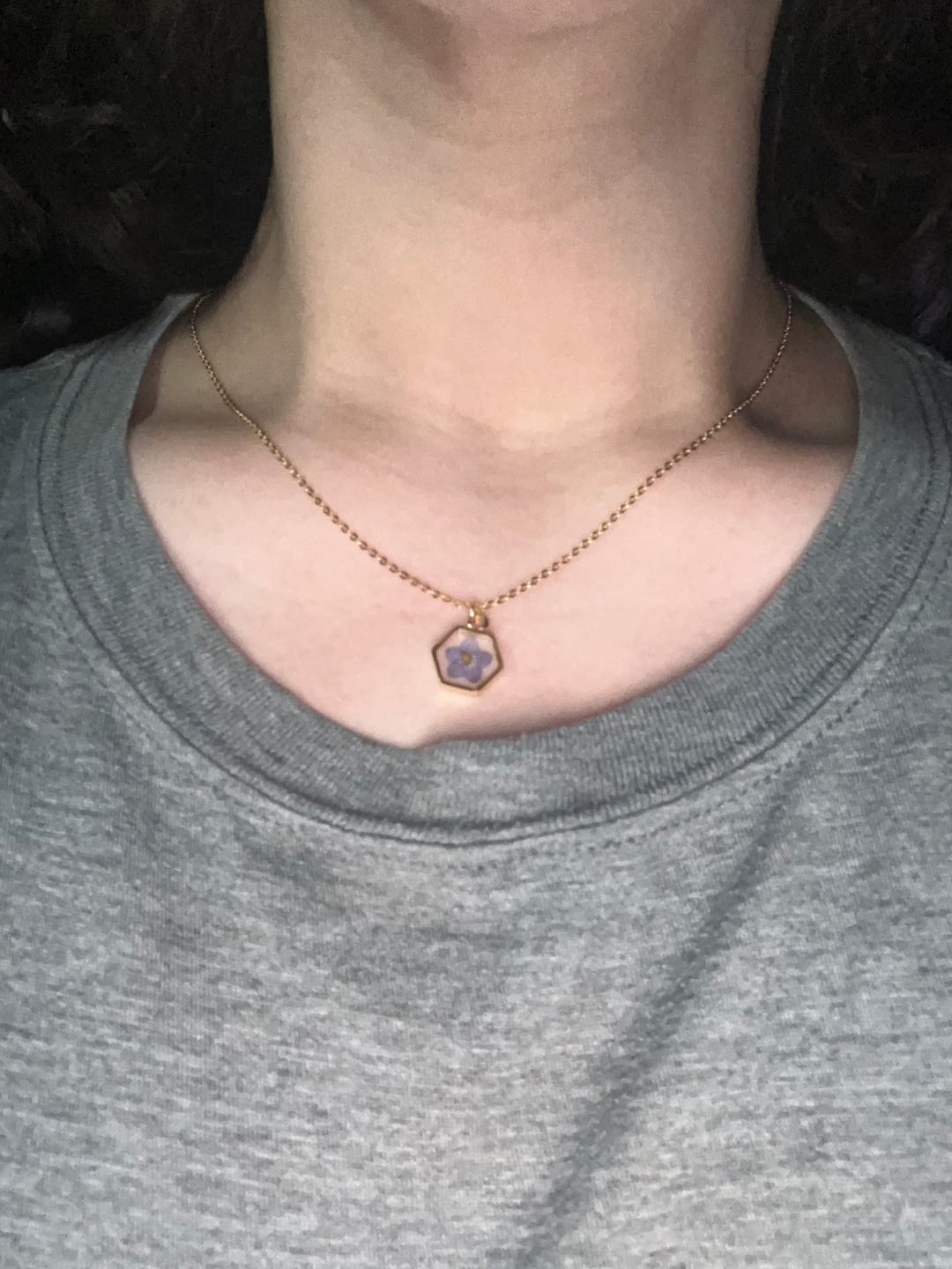 Customer photo review of Forget Me Not Flower - Necklace