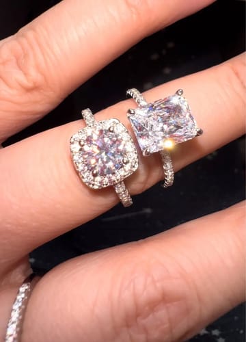 Customer photo review of Grace Moissanite 14K White Gold Plated Silver Ring