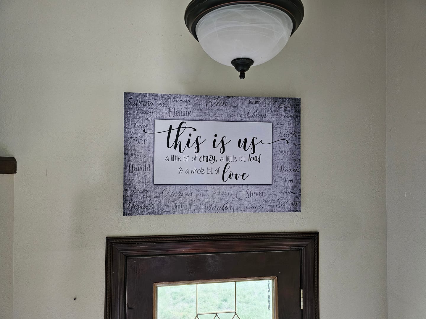 Customer photo review of Personalized "This Is Us" With Names on Background Premium Canvas