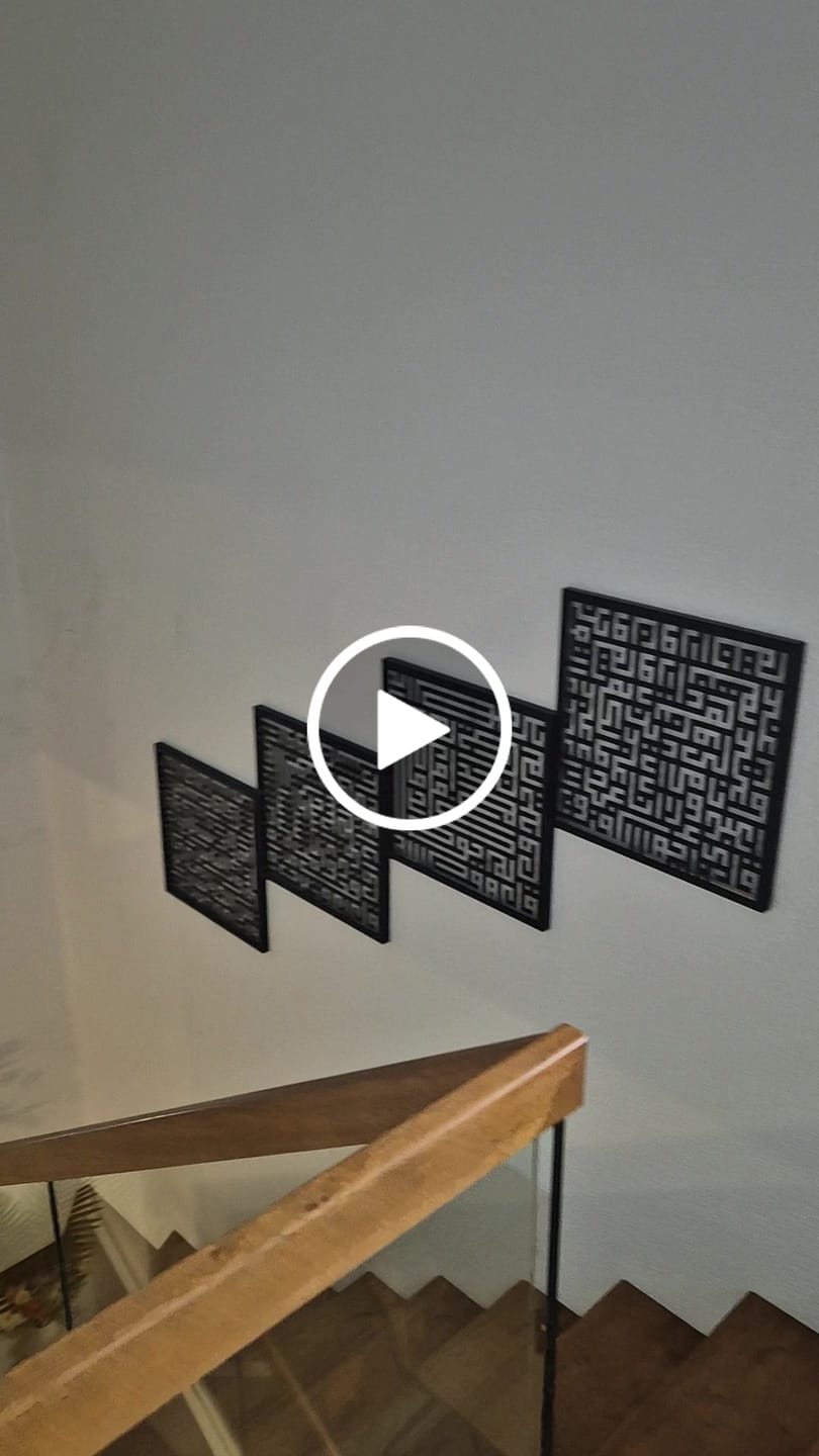 Customer video review of Kufic Surah Al Ikhlas, An-Nas, Al Falaq, Al Kafirun Islamic Wall Art