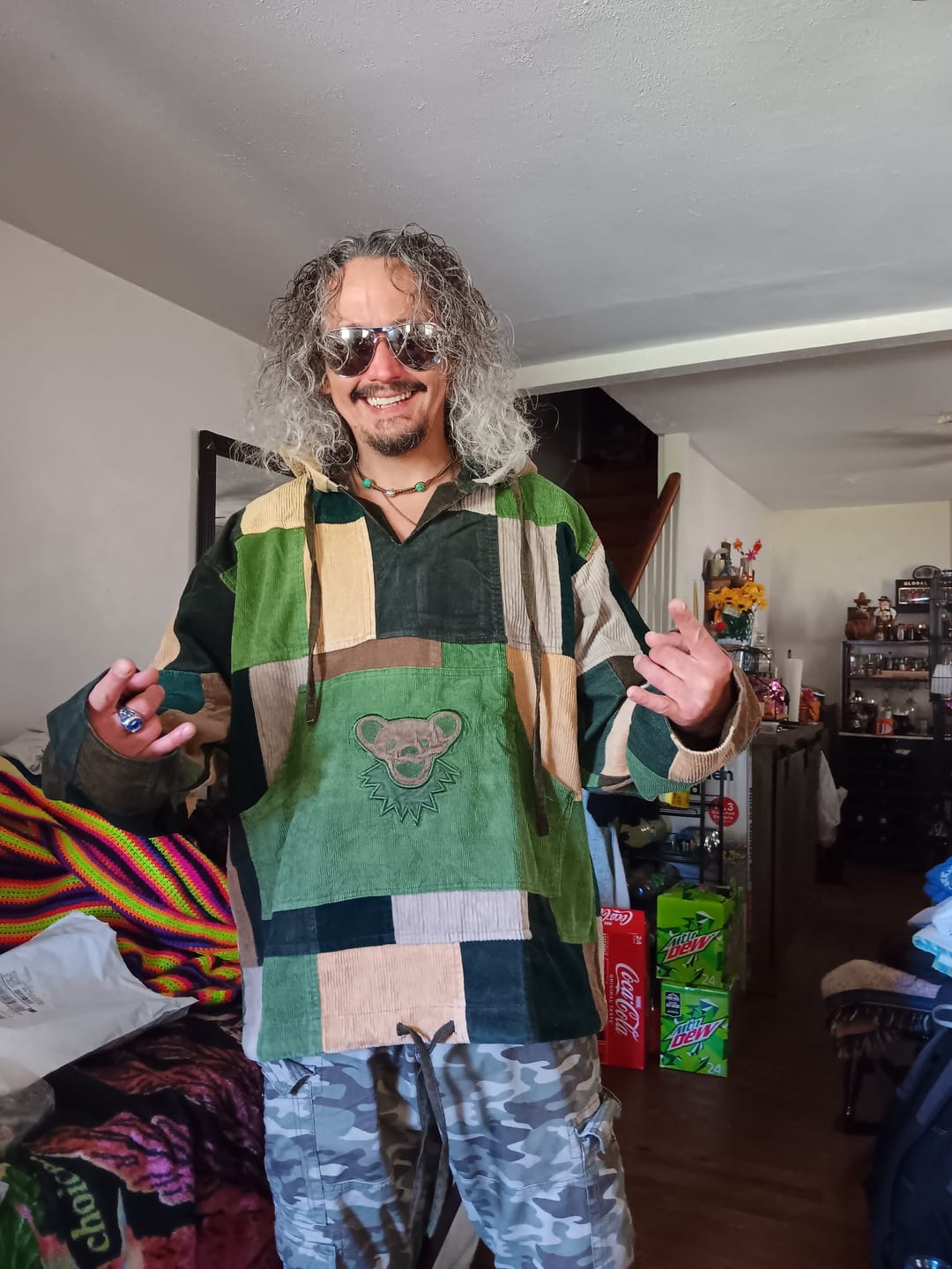 Customer photo review of Grateful Dead Dancing Bear Patchwork Hoodie