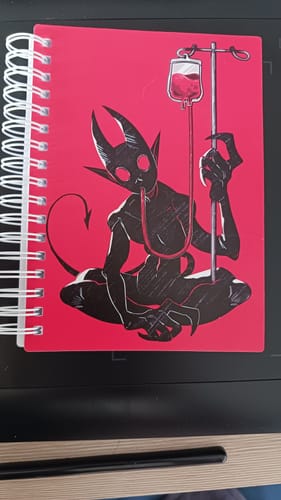 Customer photo review of Blood Bag Demon Small Reusable Sticker Book