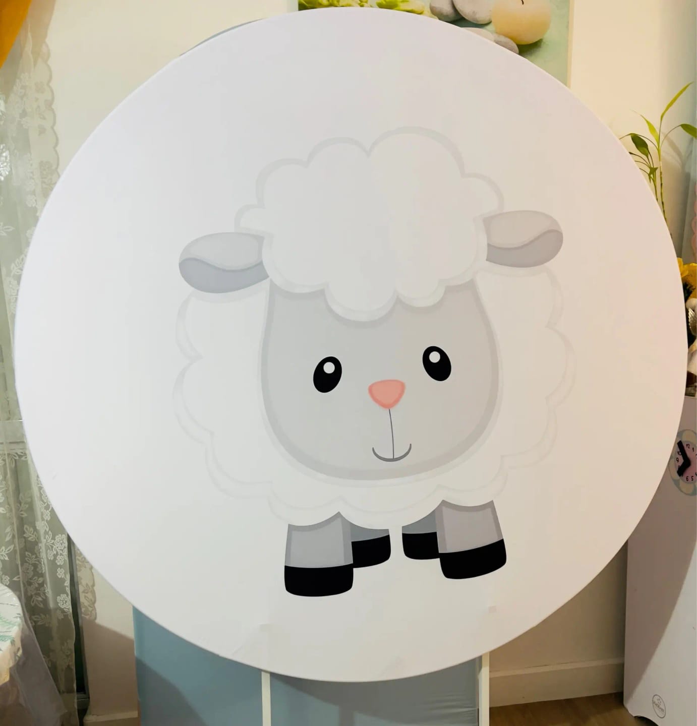 Customer photo review of Custom birthday party decoration round circle backdrop cover plinth cylinder pedestal cloth cover