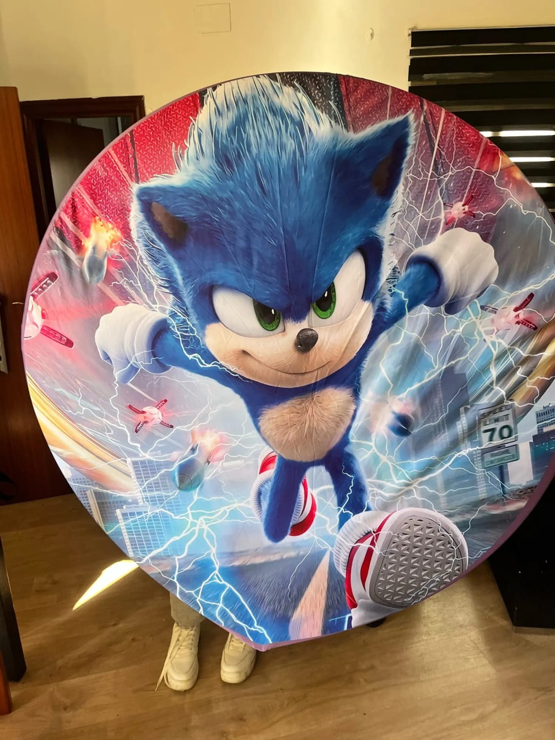 Customer photo review of Custom birthday party decoration round circle backdrop cover plinth cylinder pedestal cloth cover