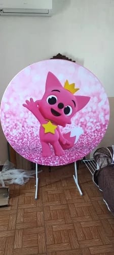 Customer photo review of Custom birthday party decoration round circle backdrop cover plinth cylinder pedestal cloth cover