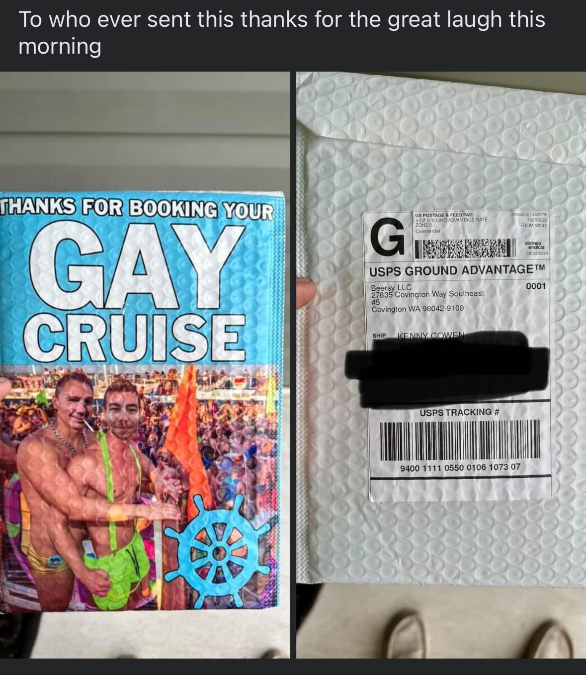 Customer photo review of Gay Cruise Prank Package