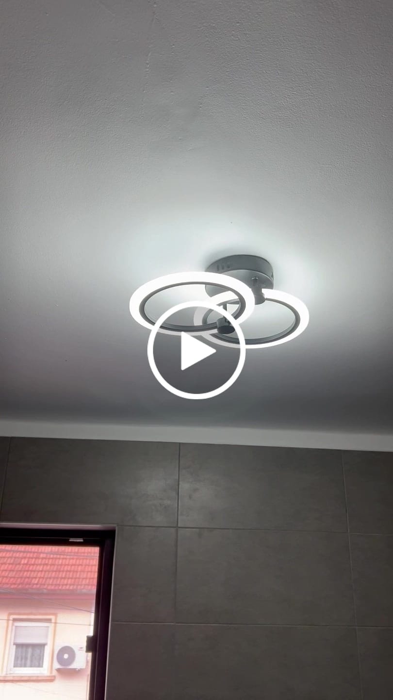 Customer video review of Lustra LED Doua Cercuri Negre Echivalent 250W Telecomanda