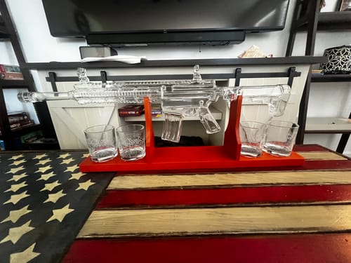 Customer photo review of AR-15 Glass Decanter with Constitution Whiskey Glasses