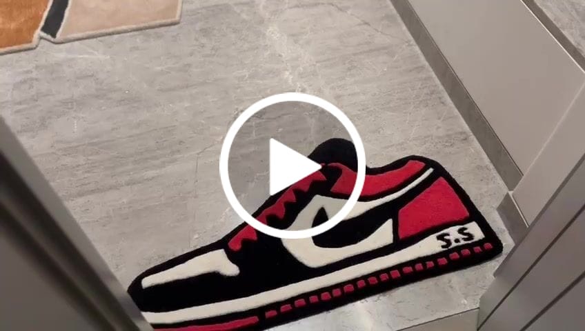 Customer video review of Nike Red Shoes Custom Rug | sneaker Home Decor  | LetsRug.in