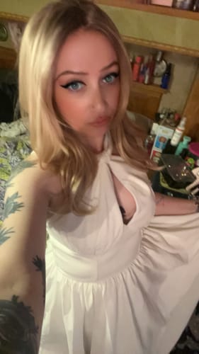 Customer photo review of Golden Era Swing Dress and Chiffon Scarf in Ivory - Vixen by Micheline Pitt