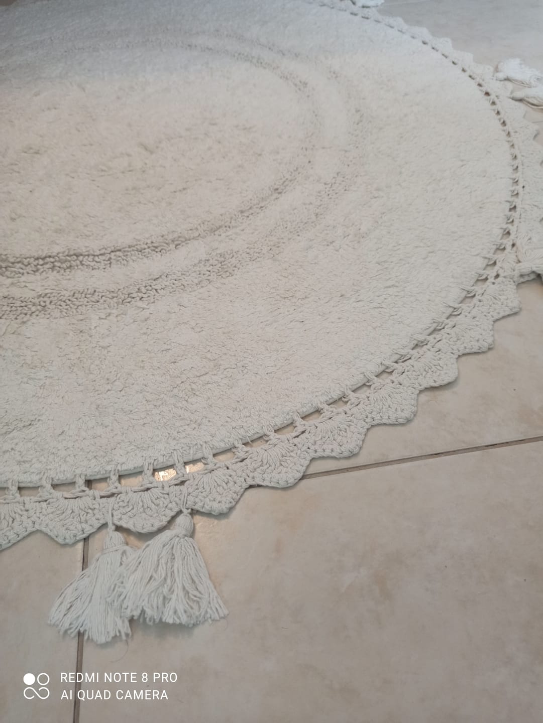 Customer photo review of Olivid Yuvarlak Banyo Paspası %100 Pamuk 100x100 Ekru
