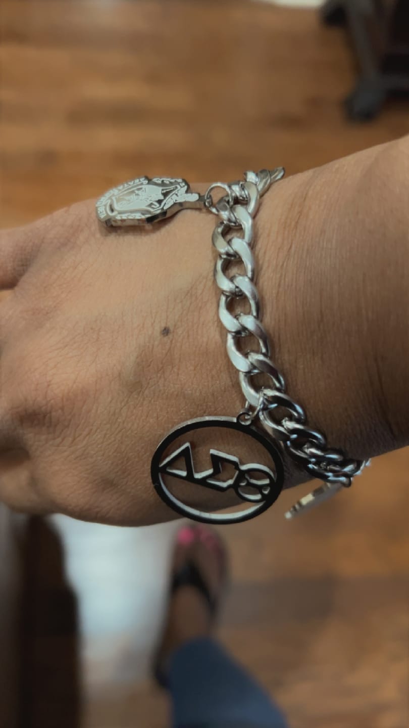 Customer photo review of Delta Sigma Theta- Multi Pendant stainless steel bracelet- SILVER
