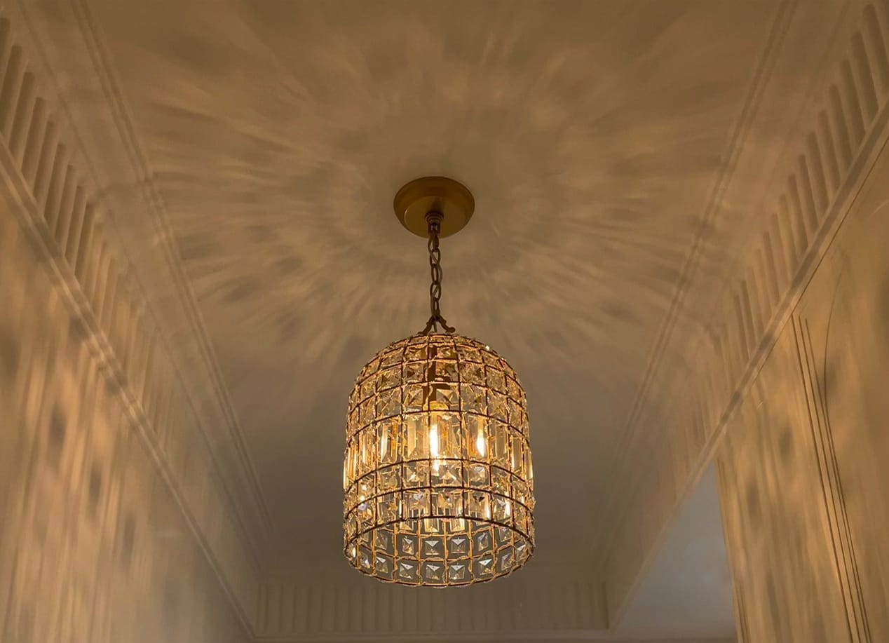 Customer photo review of French Antique Brass Crystal Cage Chandelier