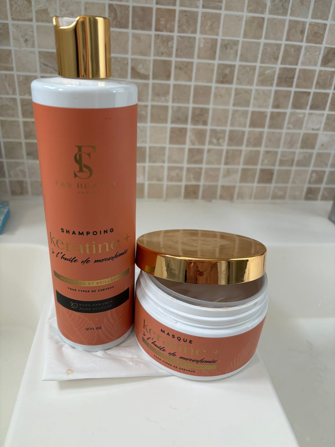 Customer photo review of Coffret Duo Kératine+ à l'huile de Macadamia