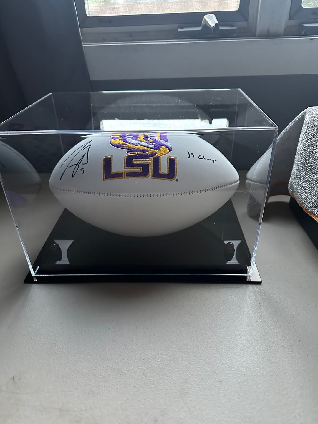 Customer photo review of Acrylic Full Size Football Display Case - Clear (B41/A004)