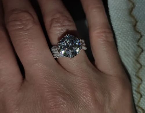 Customer photo review of Majesty 5 Carat Moissanite White Gold Plated Silver Ring
