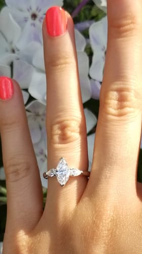 Customer photo review of 3-Stone 1ct Marquise CZ Ring in Sterling Silver