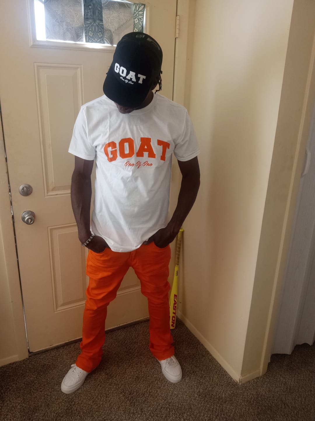 Customer photo review of Vortex Stacked Denim Jeans (Orange)