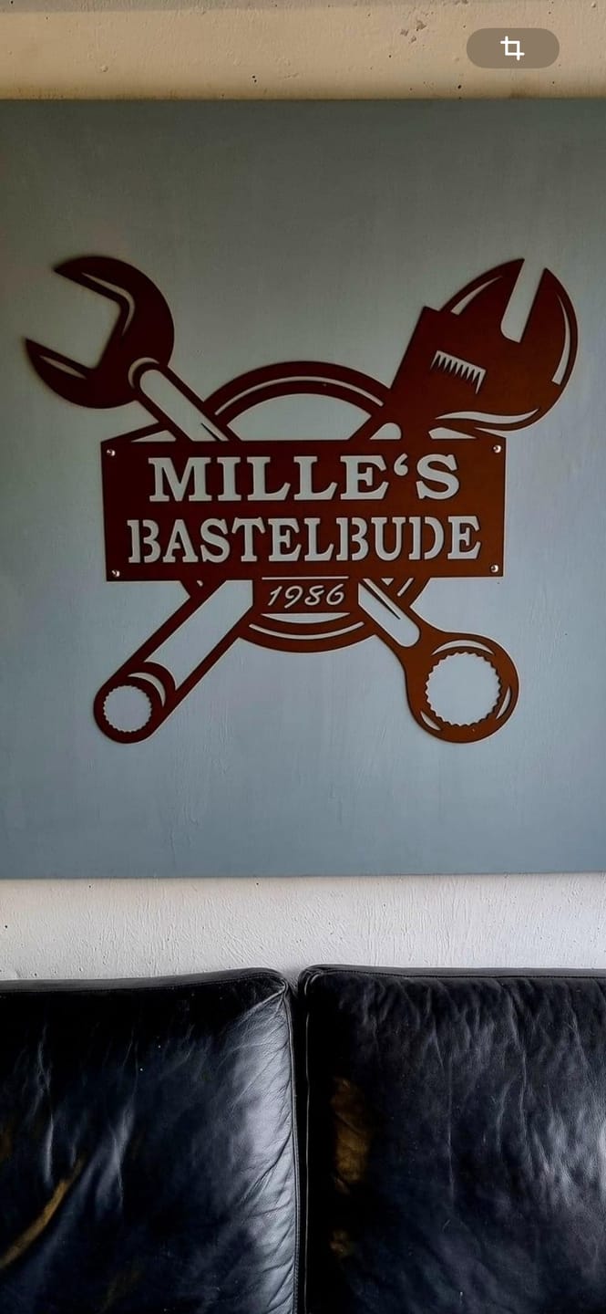 Customer photo review of Werkstattschild - Maulschlüssel aus edlem Stahl (personalisierbar)