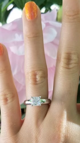 Customer photo review of Solitaire 1.2ct Princess CZ Ring in Sterling Silver