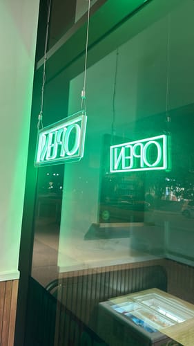 Customer photo review of Neon Open Sign