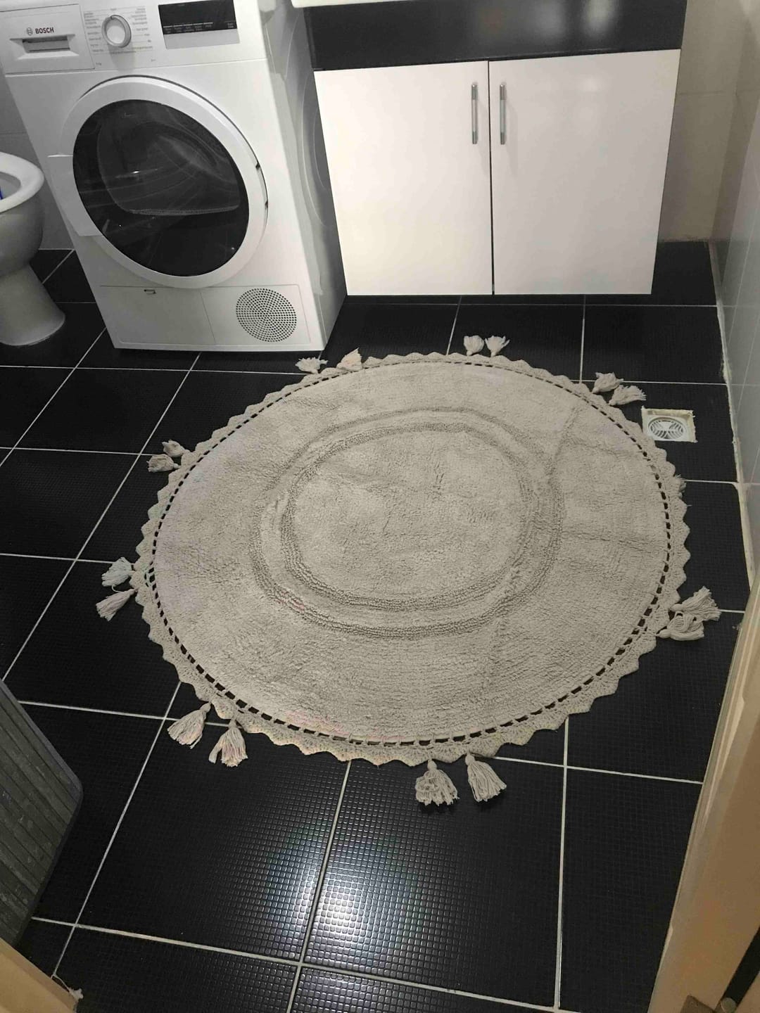 Customer photo review of Olivid Yuvarlak Banyo Paspası %100 Pamuk 100x100 Ekru