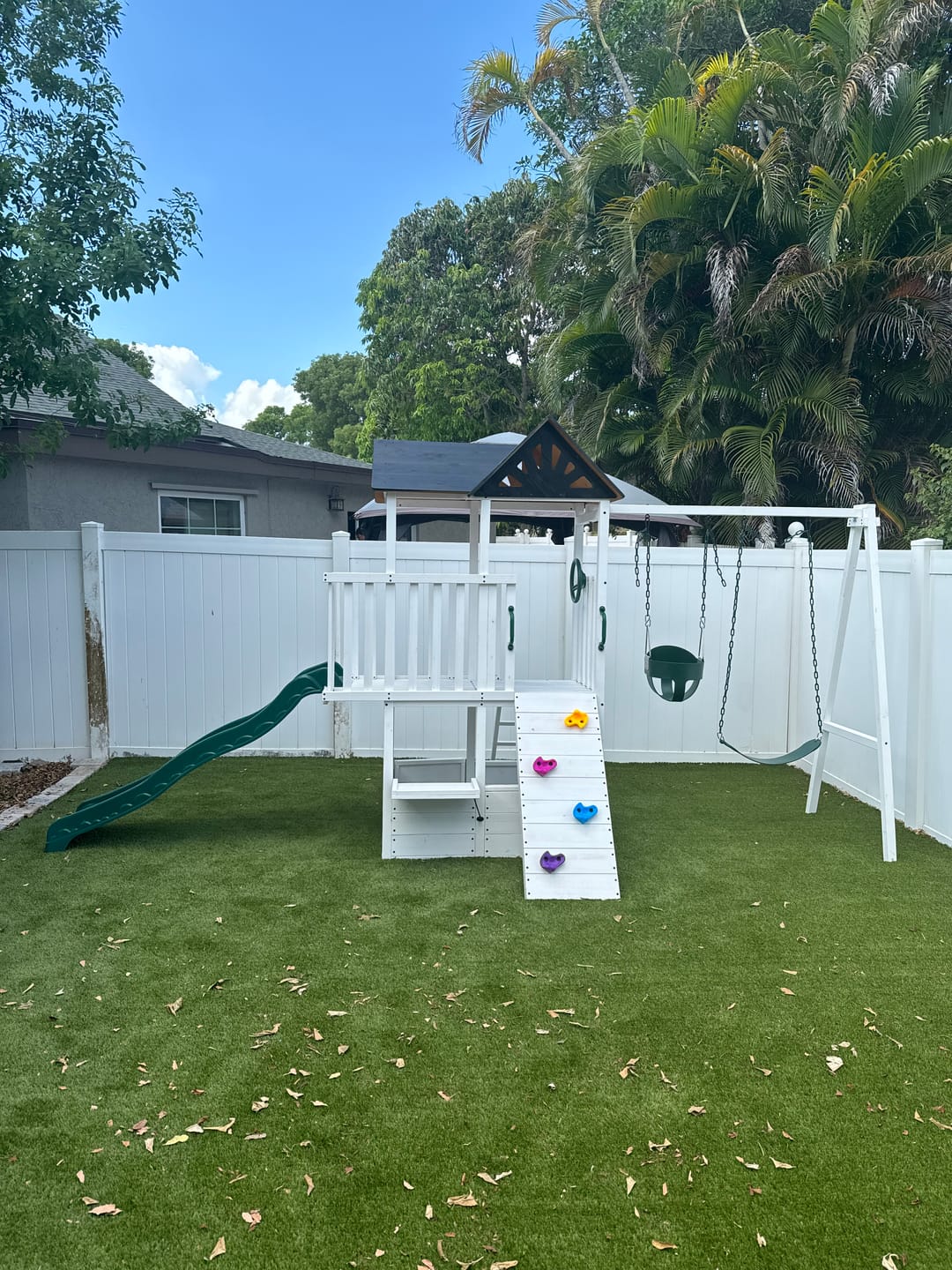 Customer photo review of Craftsman Modern Outdoor Swing Set | Wooden Backyard Swing Frame for Kids
