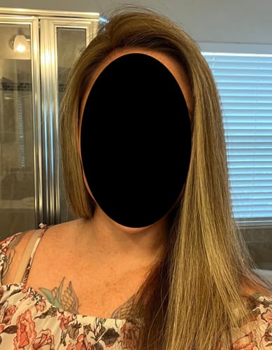 Customer photo review of Full Shine Virgin Hair Toppers For Thinning Crown 3*5 Inch Base Hairpiece Balayage(#4/27/4)