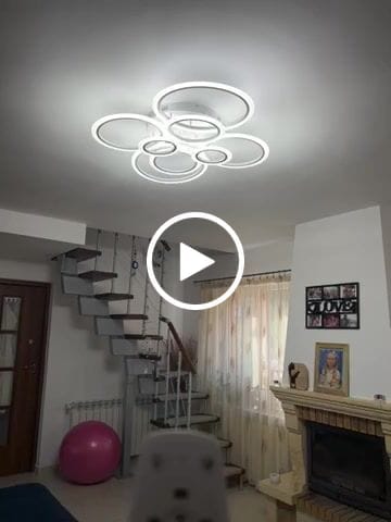 Customer video review of Lustra LED Circle 4+4 Gigant Alba Echivalent 1000W Telecomanda