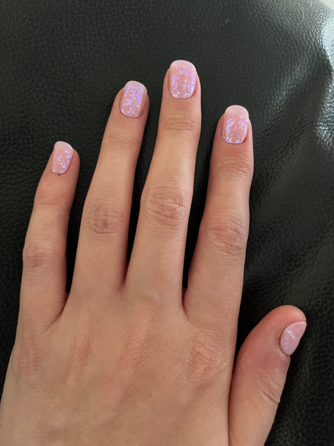 Customer photo review of Pink Bunny Speckles DIY Semicured Gel Nail Sticker Kit