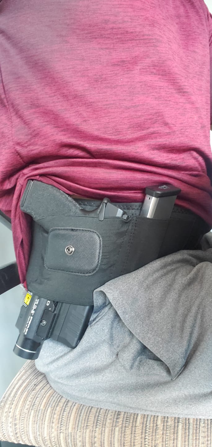 Customer photo review of BravoBelt Laser Fit Edition - Belly Band Holster for Concealed Carry | Compatible with Red Dot, Lasers & Tactical TLR Light Systems -Unisex (Black)