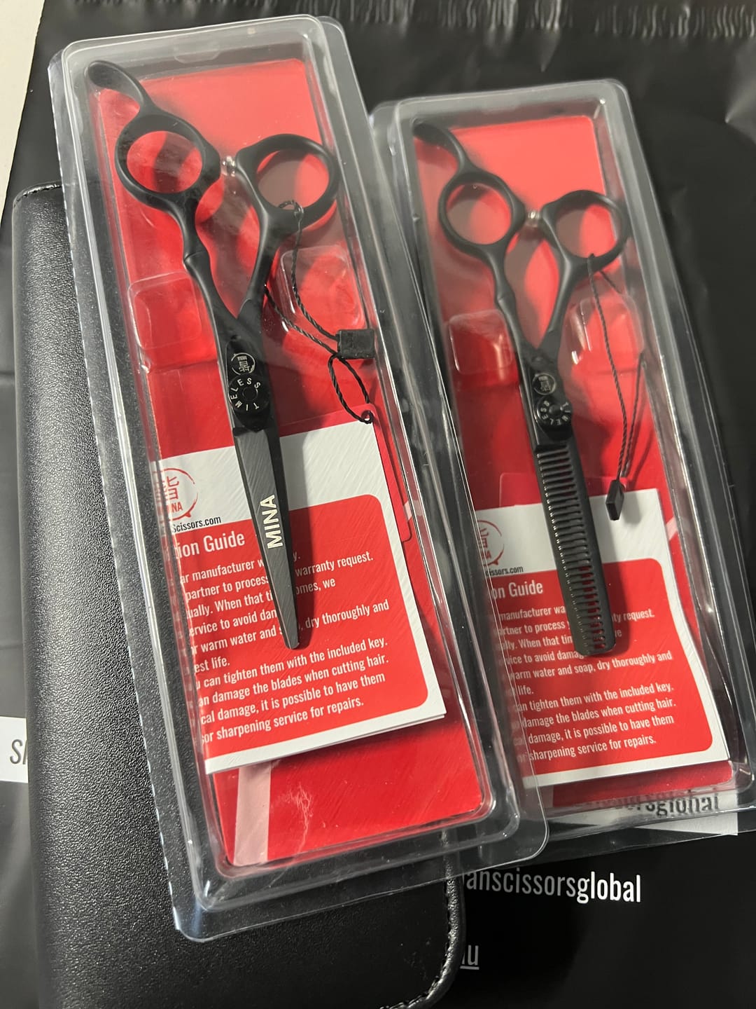 Customer photo review of Timeless Hairdressing Matte Black Scissor Set & Kit