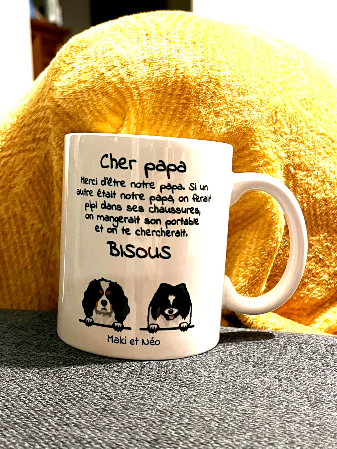 Customer photo review of Cher papa (chien) - Mug personnalisé