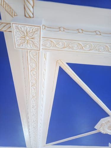 Customer photo review of Victorian Swirl "cut-through" carved wood border trim moulding 80mm wide