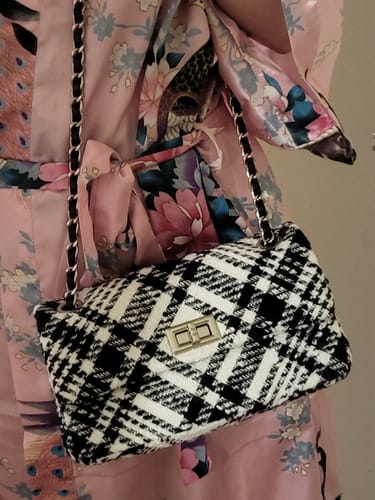 Customer photo review of Plaid Tweed Shoulder Bag