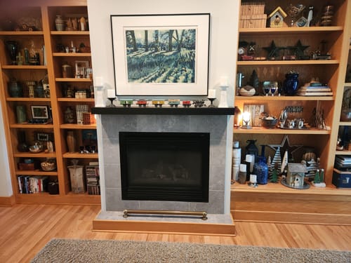 Customer photo review of Custom Metal Floating Mantel Shelf: Non-Combustible, 25+ Finishes, Any Size