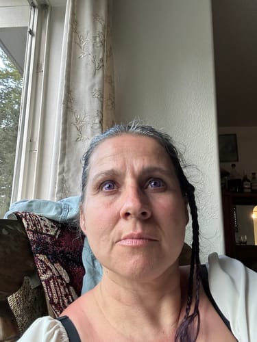 Customer photo review of Amaretto Purple Colored Contact Lenses