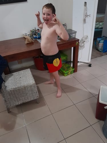 Customer photo review of Footy Shorts - Indigenous Flag