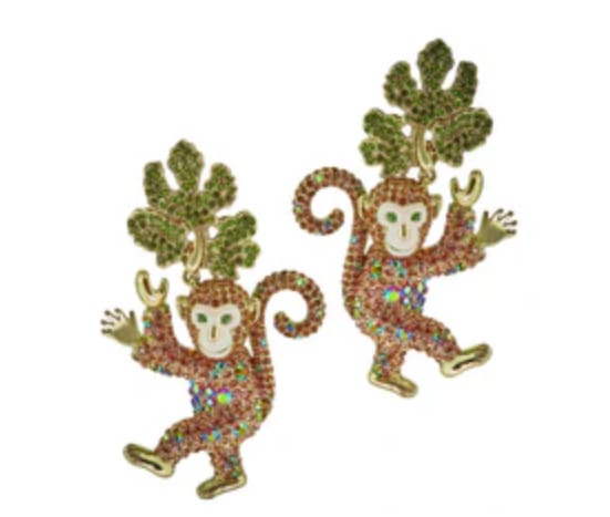 Customer photo review of Heidi Daus®"Monkey Mischief" Crystal & Enamel Monkey Dangle Earrings