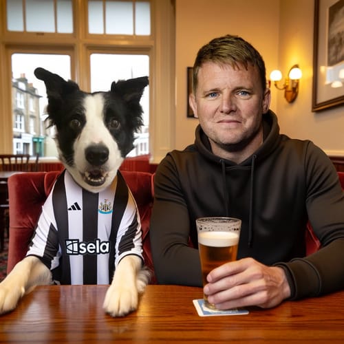 Customer photo review of Personalised Football Dog+Manager Artwork