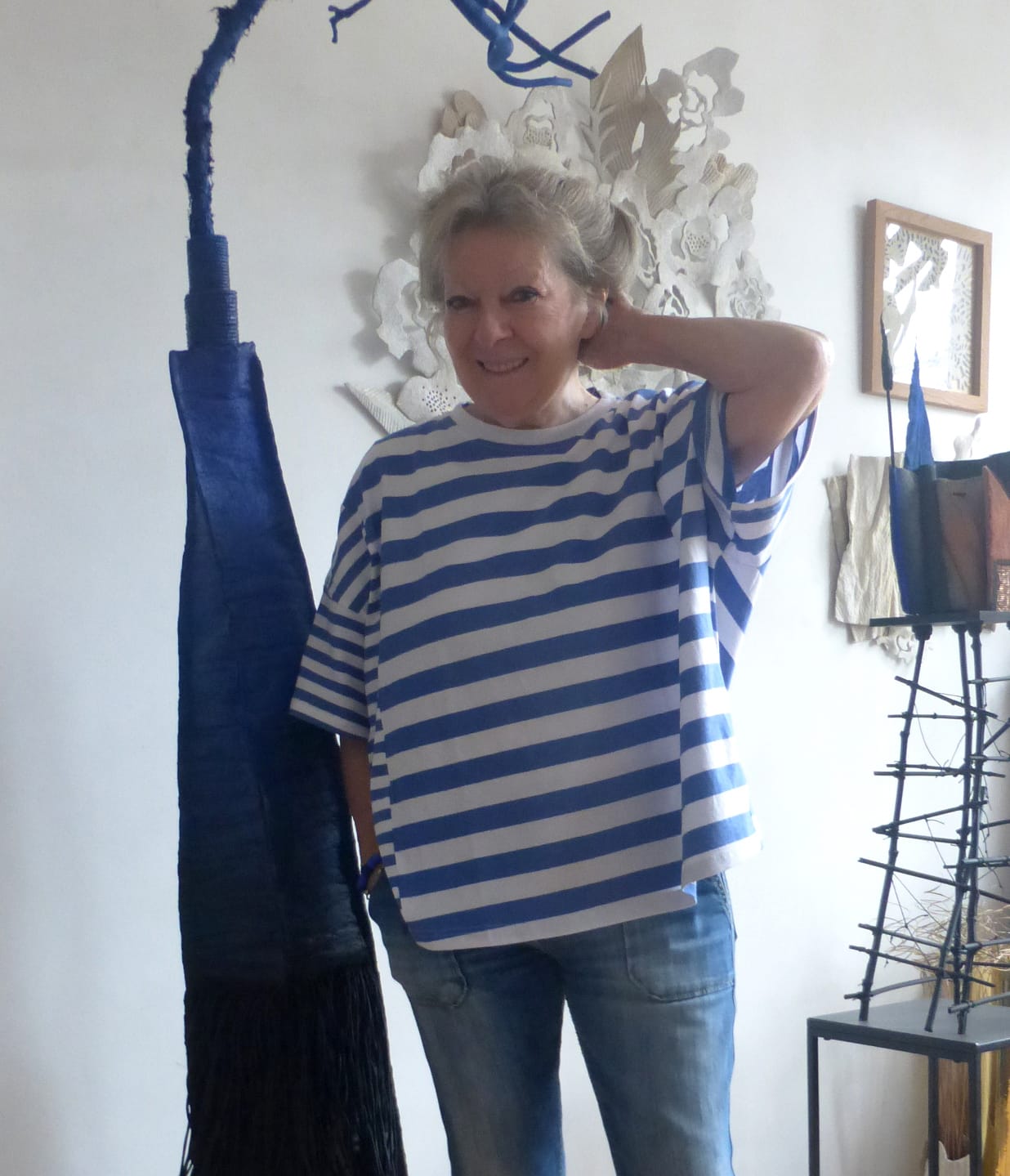 Customer photo review of Plus Size - Buykud 100% Cotton Striped Casual T-Shirt
