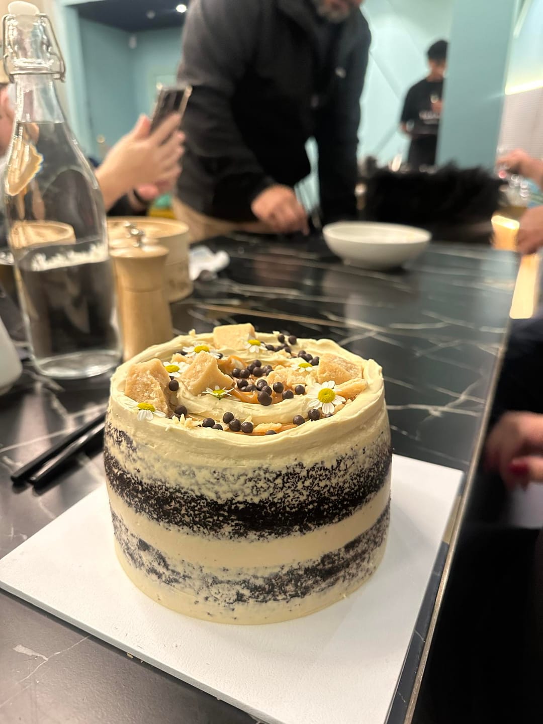 Customer photo review of chocolate caramel cake