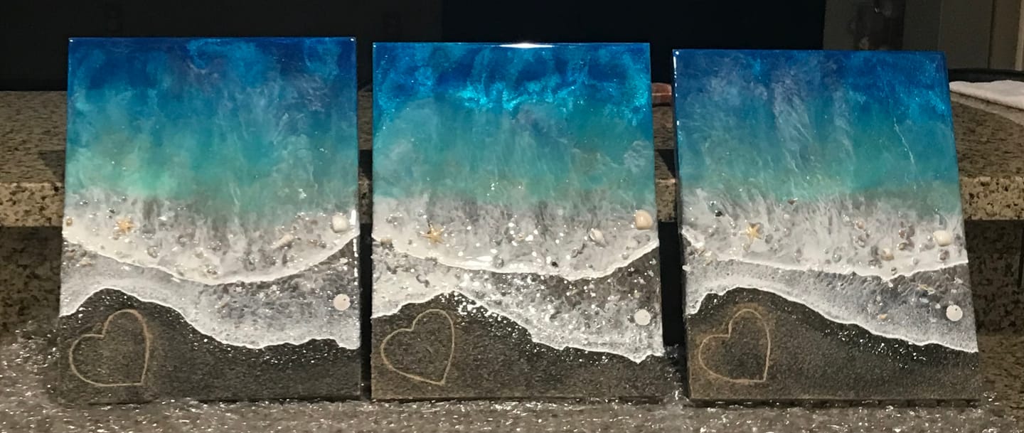 Customer photo review of Beach Mixed Media Portrait with Cremation ash