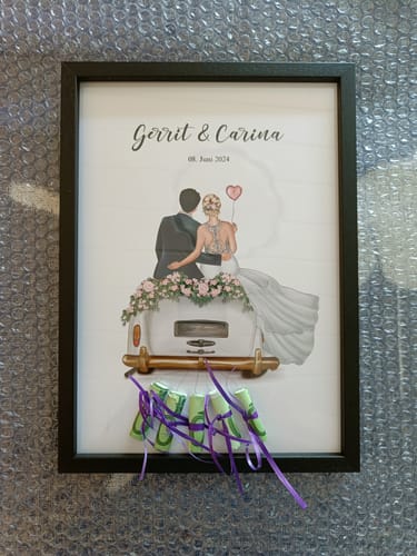 Kundenbewertung mit Foto zu "Just Married" - Personalisiertes Poster als Geldgeschenk