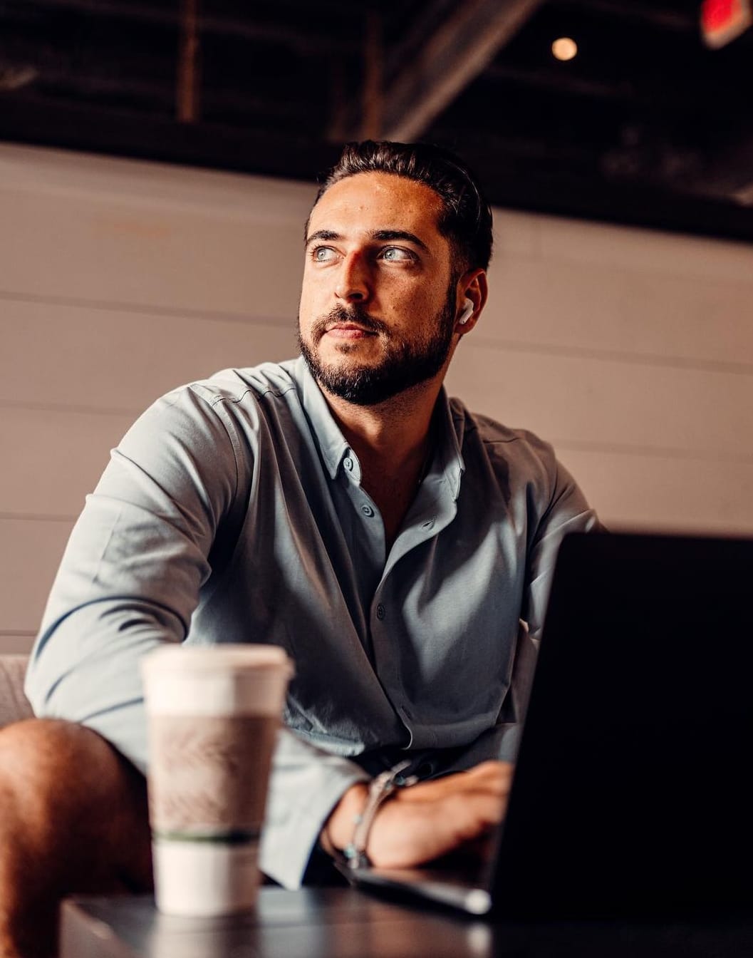 Customer photo review of Long-Sleeve Casual Button-Down: Glacial Blue