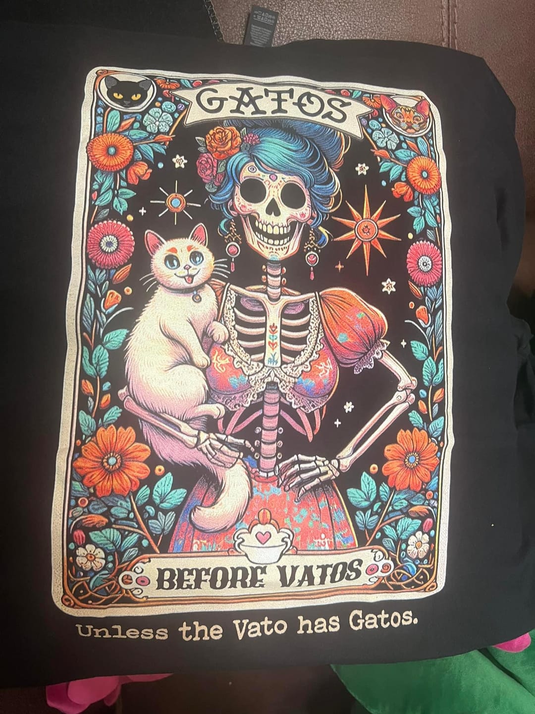 Customer photo review of Gatos Before Vatos Loteria OG T-Shirt