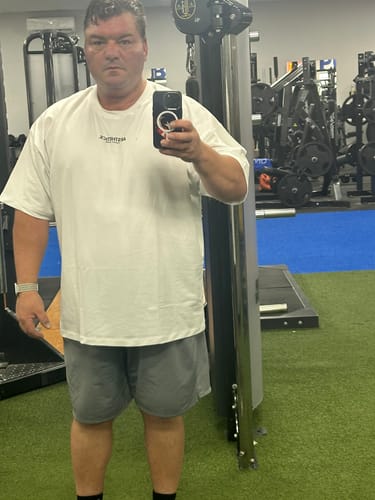 Customer photo review of AESTHETICS. - Pump cover - Oversized Gym T-shirt  - White