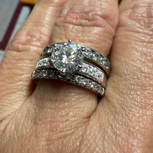 Customer photo review of Round Cut Moissanite Channel Set Engagement Ring
